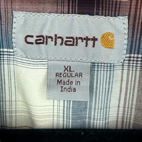 CARHARTT SHORT SLEEVE CASUAL PLAID RELAXED REGULAR FIT BUTTON UP SHIRT SIZE XL - Picture 4 of 4